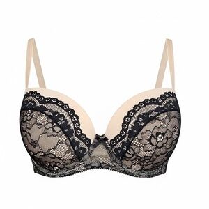 Yamamay Nude & Black Lace Demi Italian  Bra - Women's Intimates 38 C